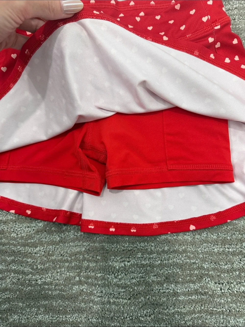 all in motion White Tee & Red Heart Skirt Set